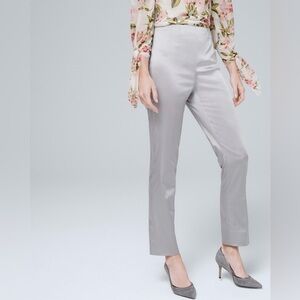 WHBM Silver Satin Straight Ankle Pants NWT